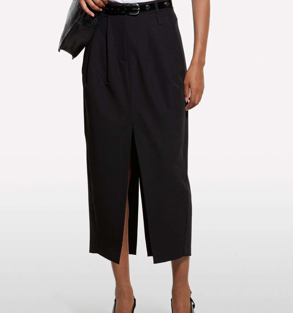 Schwarzer Midirock mit Schlitz - damen-midiröcke, longuette - Schwarz | Sisley image number 3